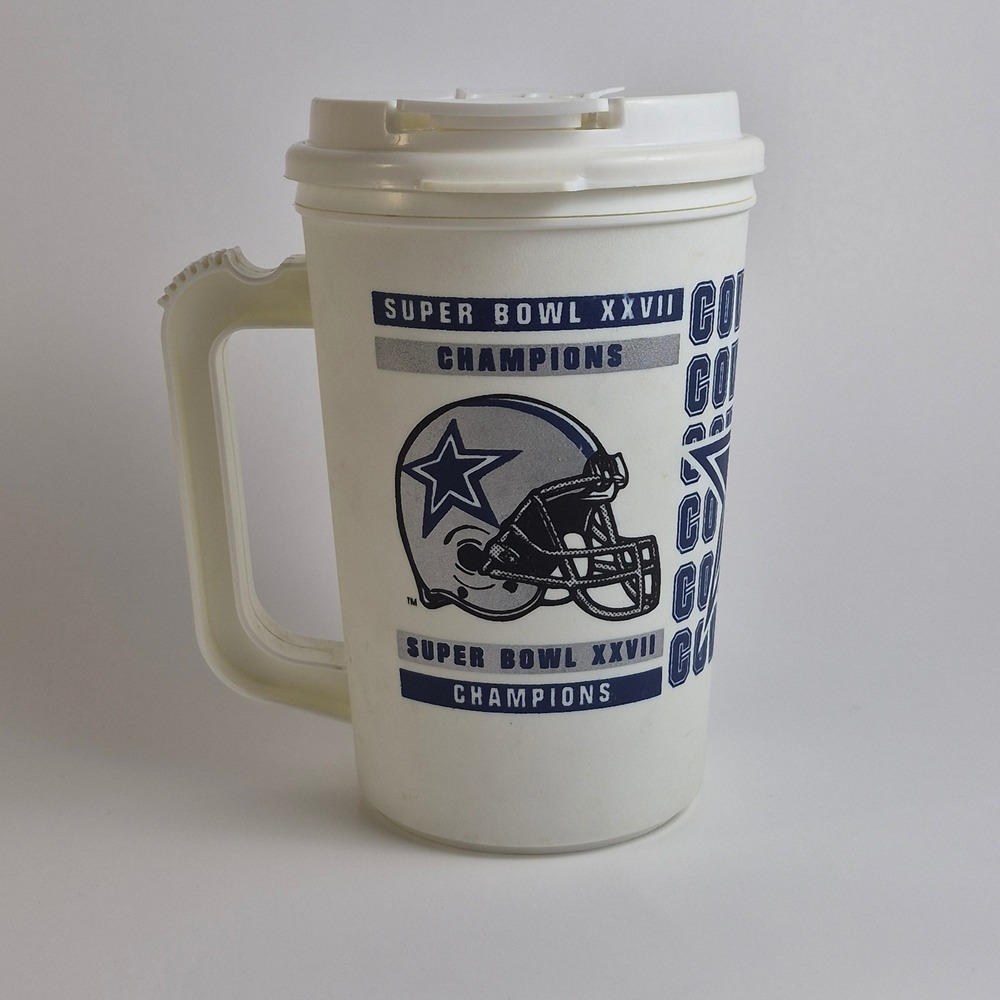 Vintage Dallas Cowboys Super Bowl XXVII Champions 22oz Travel Mug Cup Team NFL - Picture 3 of 7